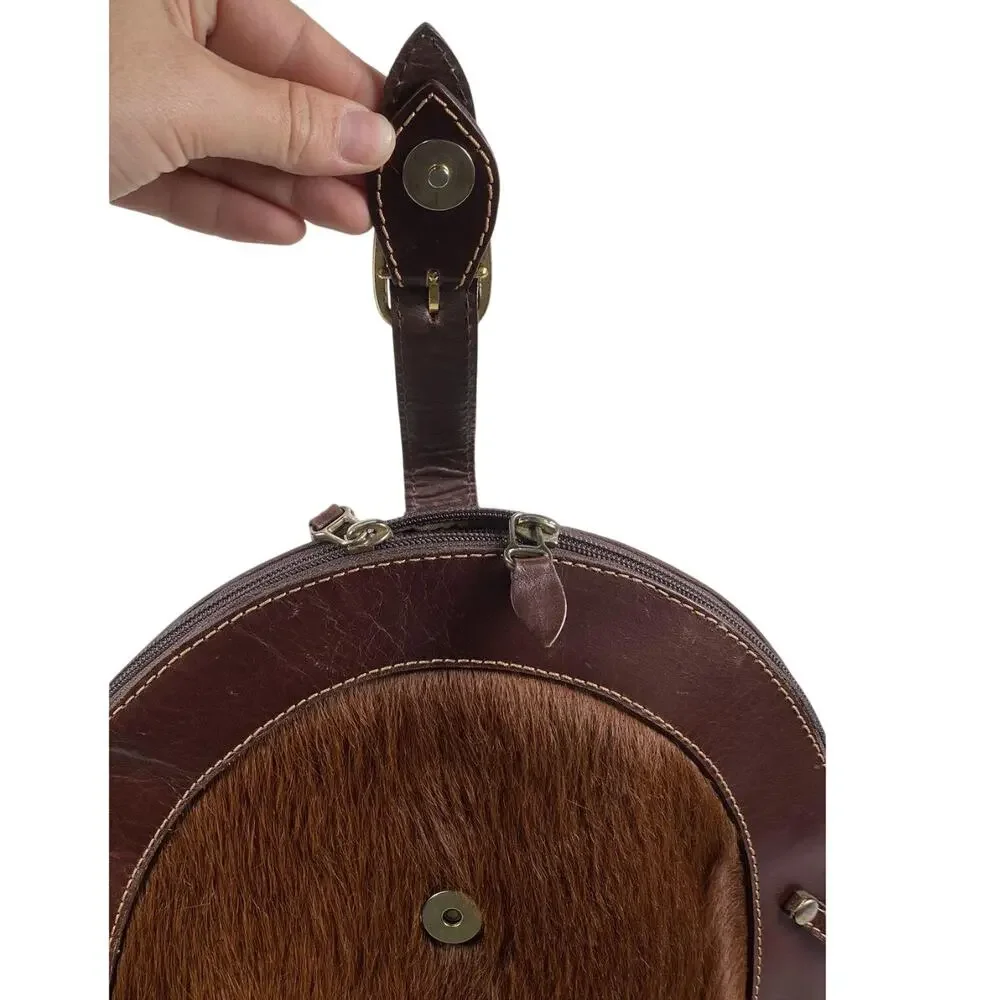 Don Tango Argentine Leather Hair On Hide Dome Crossbody Bag
